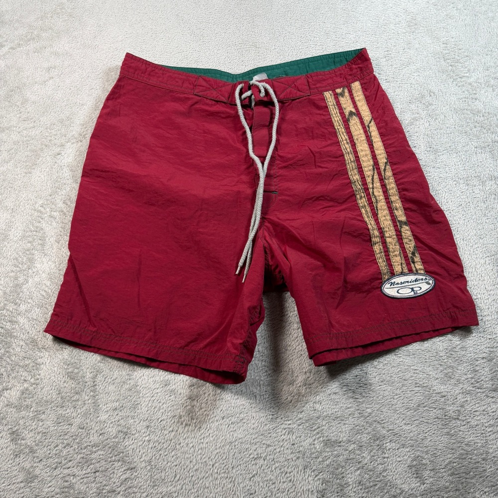 Vintage Ocean Pacific Board Shorts Mens 32 Red Noseriders Nylon Surf Trunks 90s